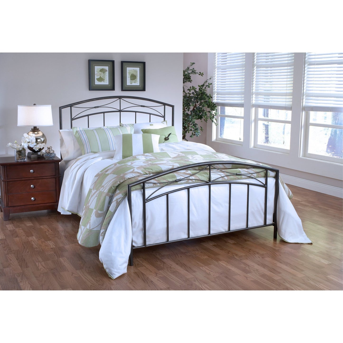 Hillsdale Furniture Morris King Metal Bed with Frame, Magnesium Pewter