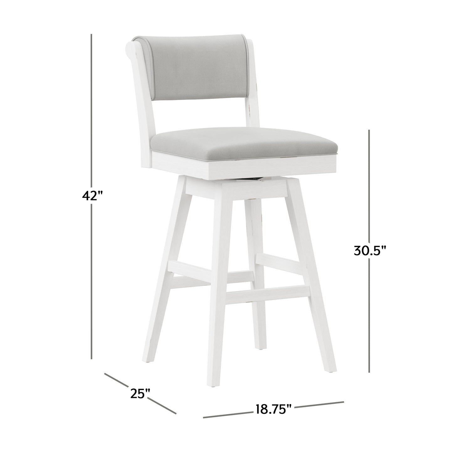 Hillsdale Furniture Clarion Wood and Upholstered Bar Height Swivel Stool, Sea White