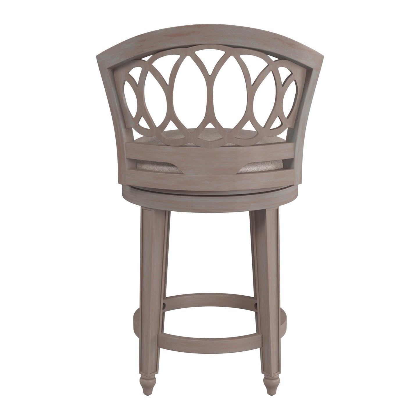 Hillsdale Furniture Adelyn Wood Counter Height Swivel Stool, Antique Gray wash with Putty Beige Fabric