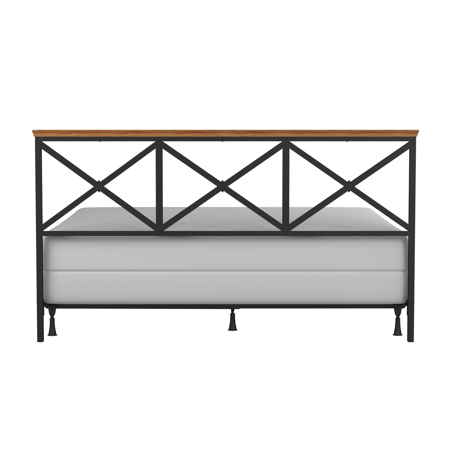 Hillsdale Furniture Ashford Metal King Headboard with Frame, Black with Oak Finished Wood