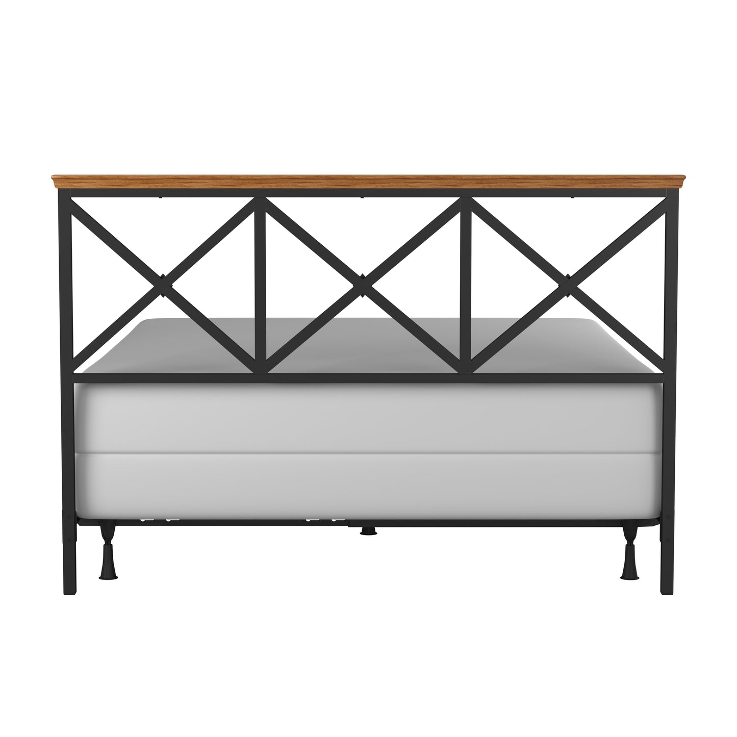 Hillsdale Furniture Ashford Metal Full/Queen Headboard with Frame, Black with Oak Finished Wood