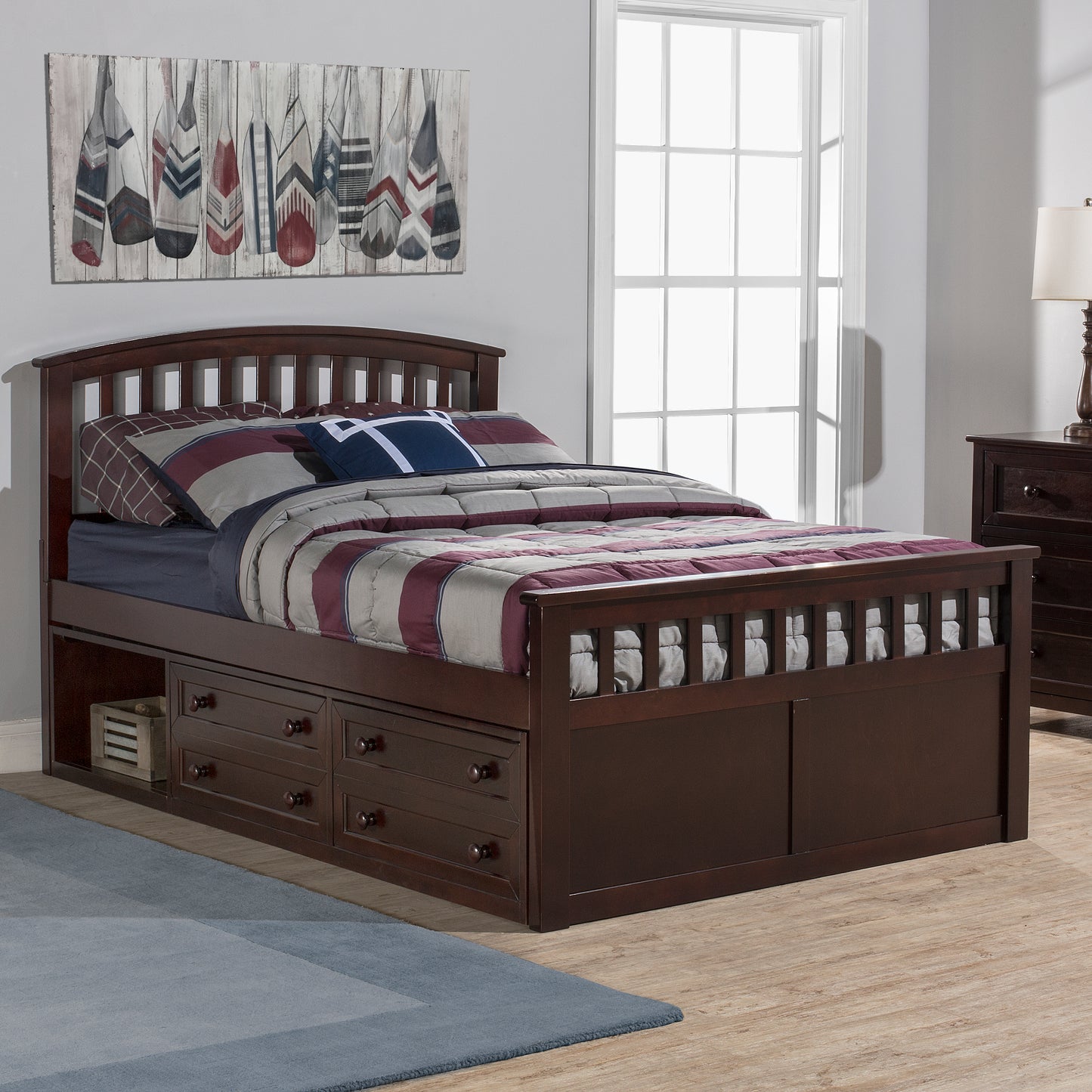 Hillsdale Kids and Teen Schoolhouse 4.0 Charlie Wood Full Captain's Bed with One Storage Unit, Chocolate