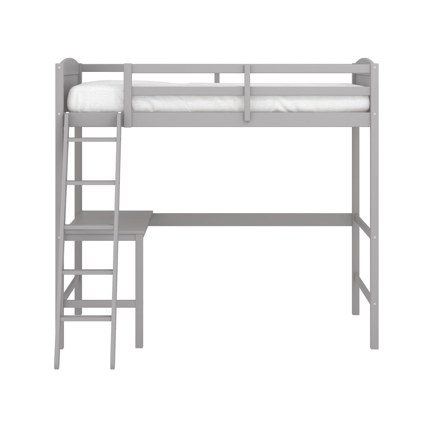 Living Essentials by Hillsdale Alexis Wood Arch Twin Loft Bed with Desk, Gray