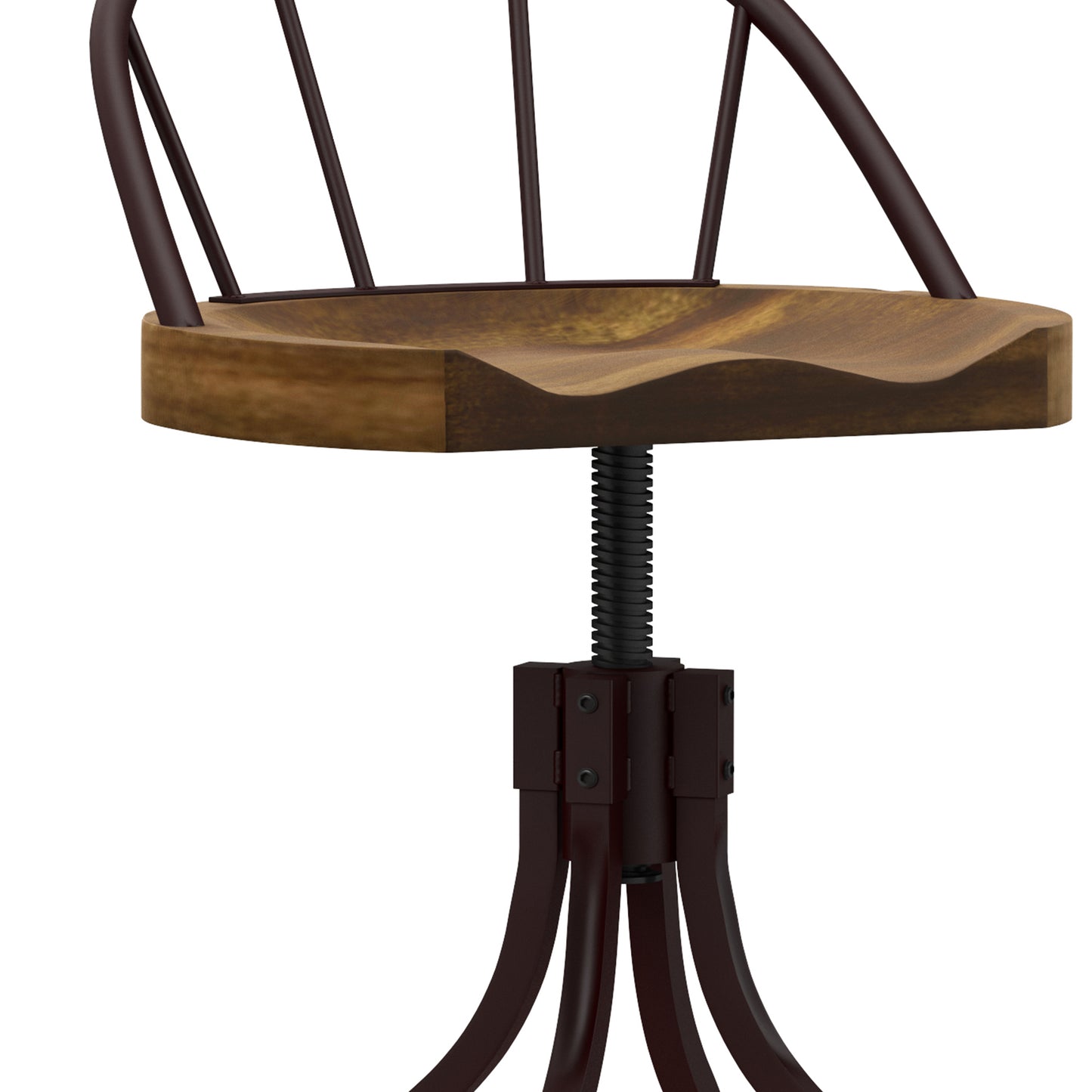 Hillsdale Furniture Worland Metal Adjustable Height Swivel Stool with Back, Brown Metal with Walnut Finished Wood