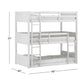 Living Essentials by Hillsdale Capri Wood Triple Bunk Bed, White