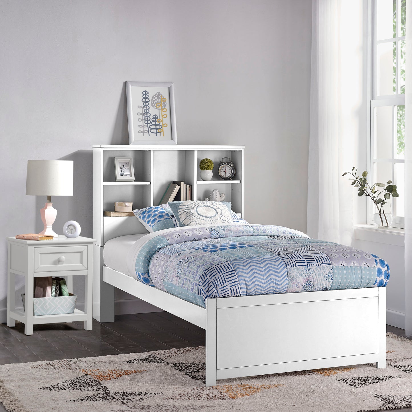 Hillsdale Kids and Teen Caspian Twin Bookcase Bed with Nightstand, White