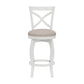 Hillsdale Furniture Ellendale Wood Counter Height Swivel Stool, White with Beige Fabric