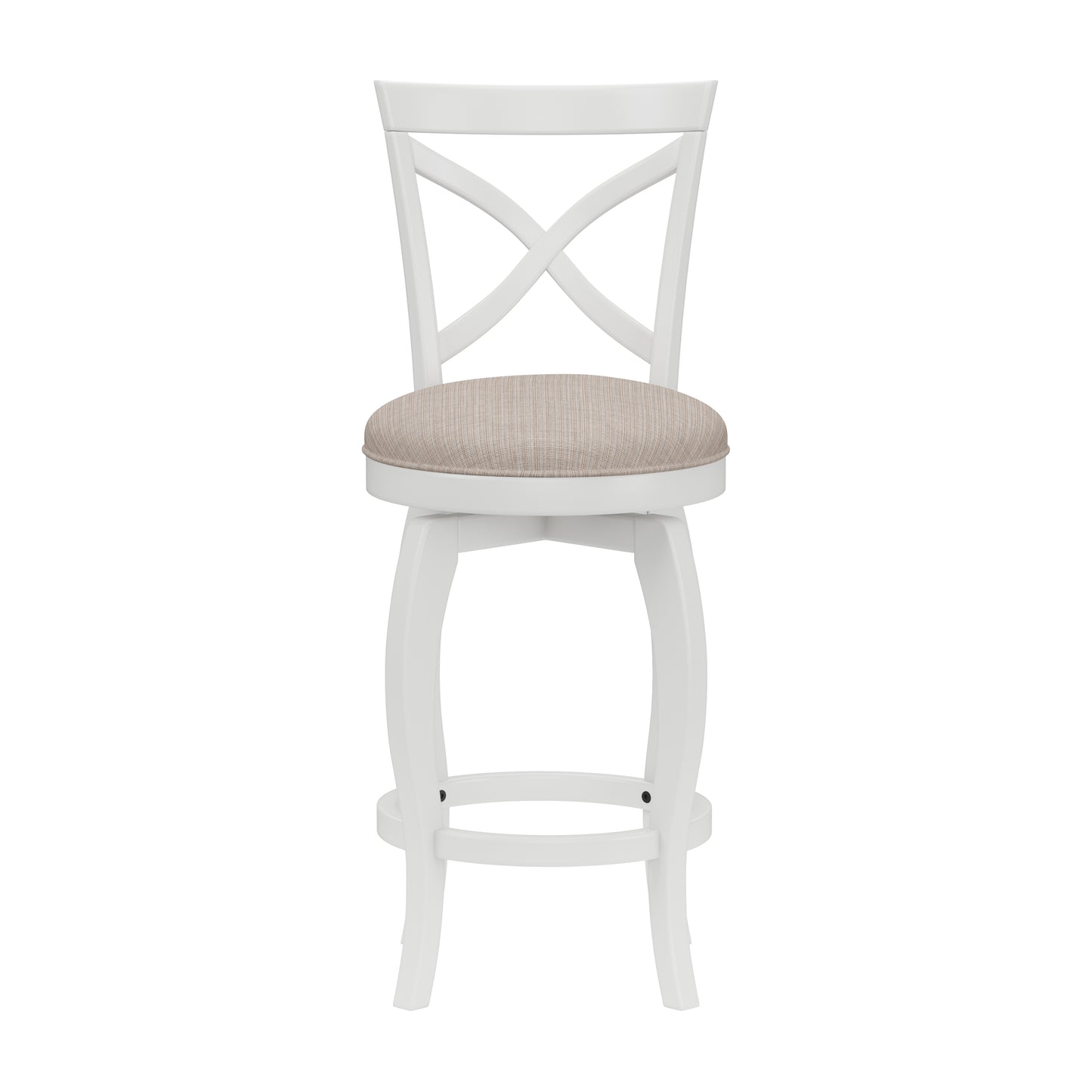 Hillsdale Furniture Ellendale Wood Counter Height Swivel Stool, White with Beige Fabric