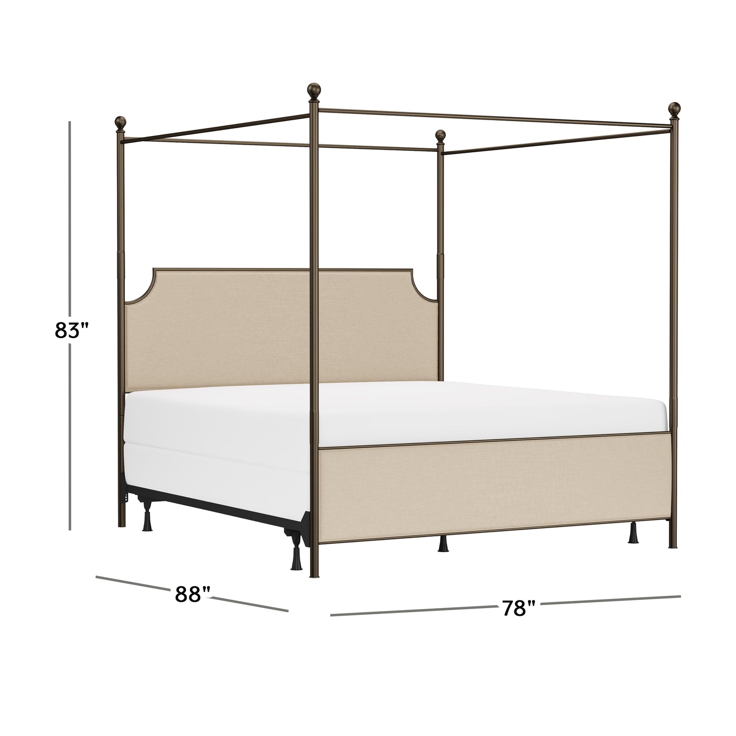 Hillsdale Furniture McArthur King Metal and Upholstered Canopy Bed, Bronze with Linen Stone Fabric