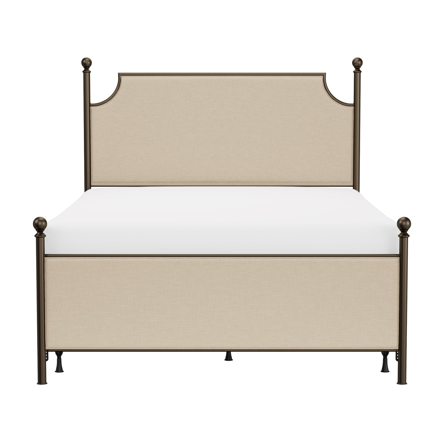 Hillsdale Furniture McArthur Queen Metal and Upholstered Bed, Bronze with Linen Stone Fabric