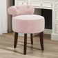 Hillsdale Furniture Lena Wood and Upholstered Vanity Stool, Espresso with Pink Fabric