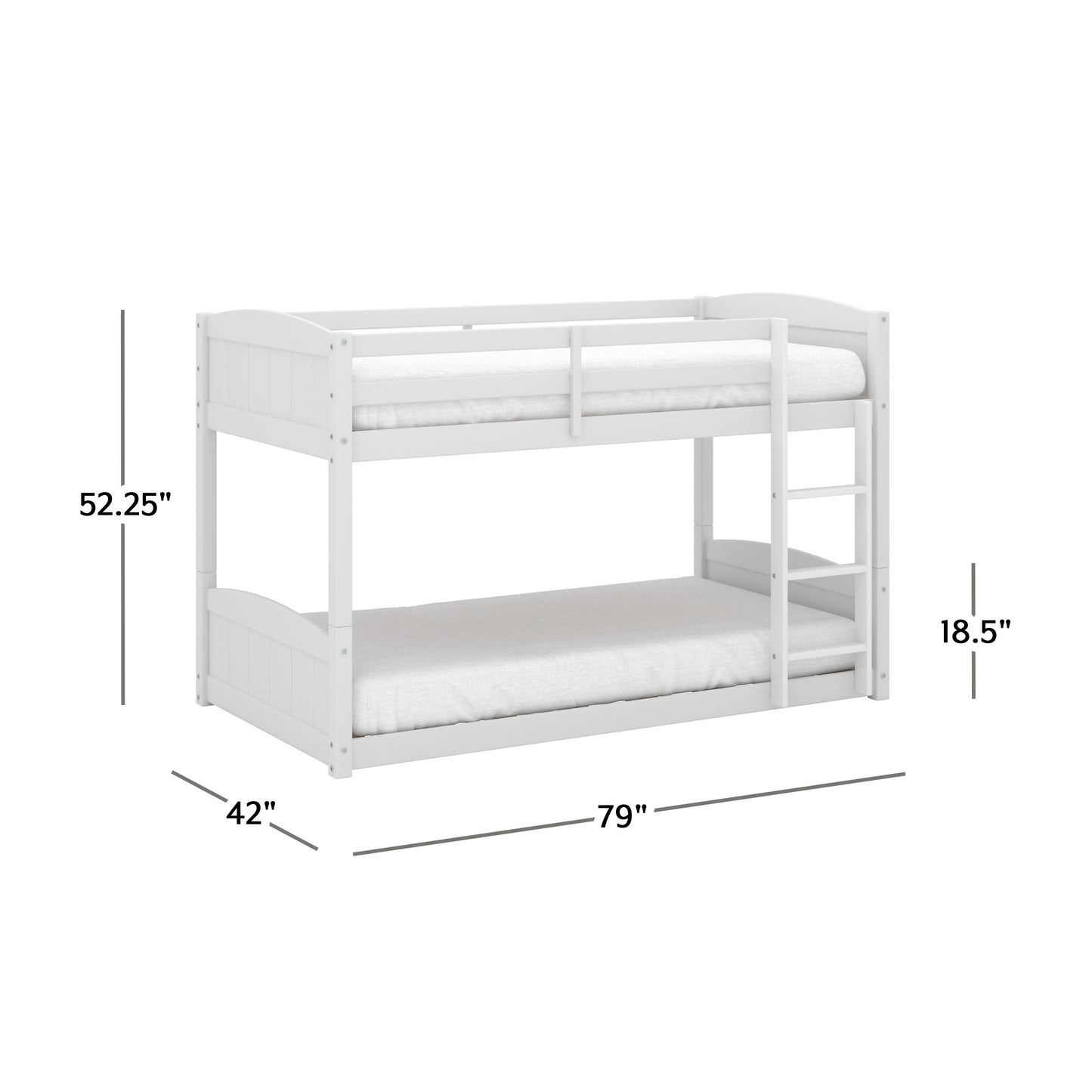 Living Essentials by Hillsdale Alexis Wood Arch Twin Over Twin Floor Bunk Bed, White