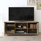 Living Essentials by Hillsdale Latvia Gaming Ready Wood 60 inch TV Stand with "X" Back Doors and Shelves, Knotty Oak