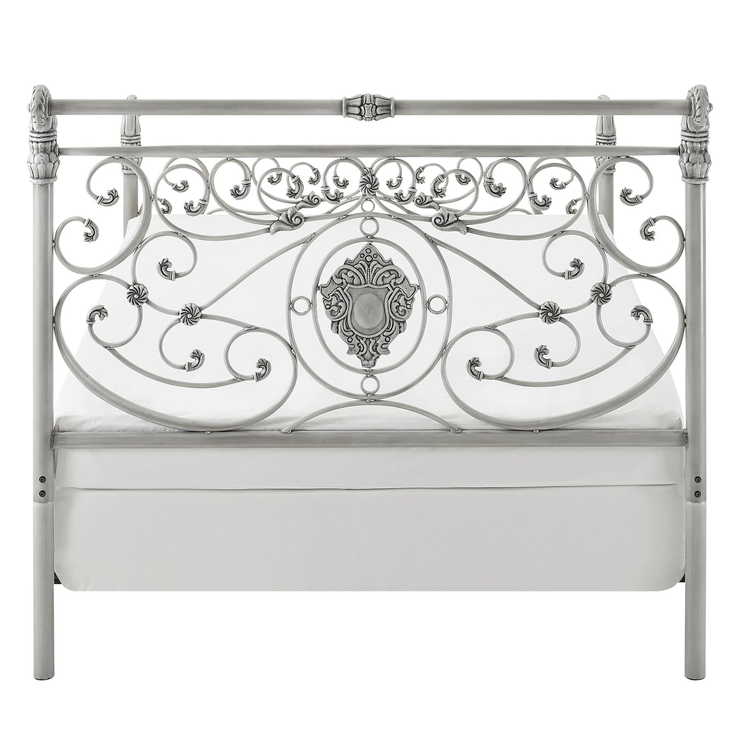 Hillsdale Furniture Mercer Queen Metal Sleigh Bed, Brushed White