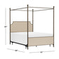 Hillsdale Furniture McArthur Queen Metal and Upholstered  Canopy Bed, Bronze with Linen Stone Fabric