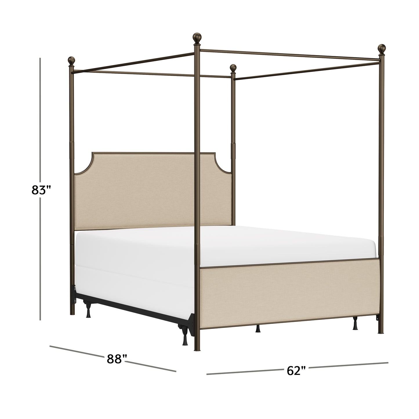 Hillsdale Furniture McArthur Queen Metal and Upholstered  Canopy Bed, Bronze with Linen Stone Fabric