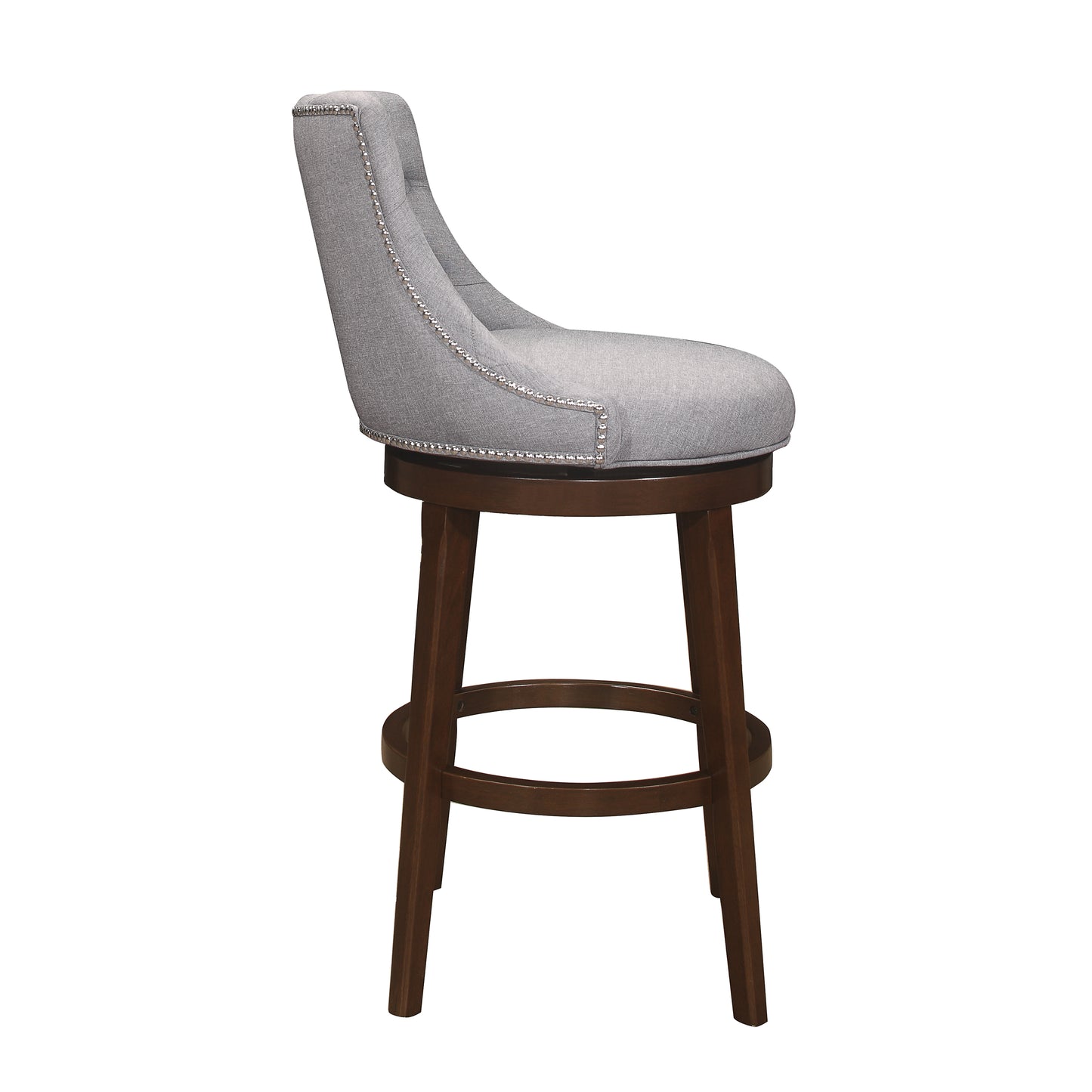 Hillsdale Furniture Halbrooke Wood Swivel Bar Height Stool, Gray Fabric