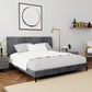 Hillsdale Furniture Blakely Button Tufted Upholstered Platform King Bed with 2 Dual USB Ports, Dark Gray