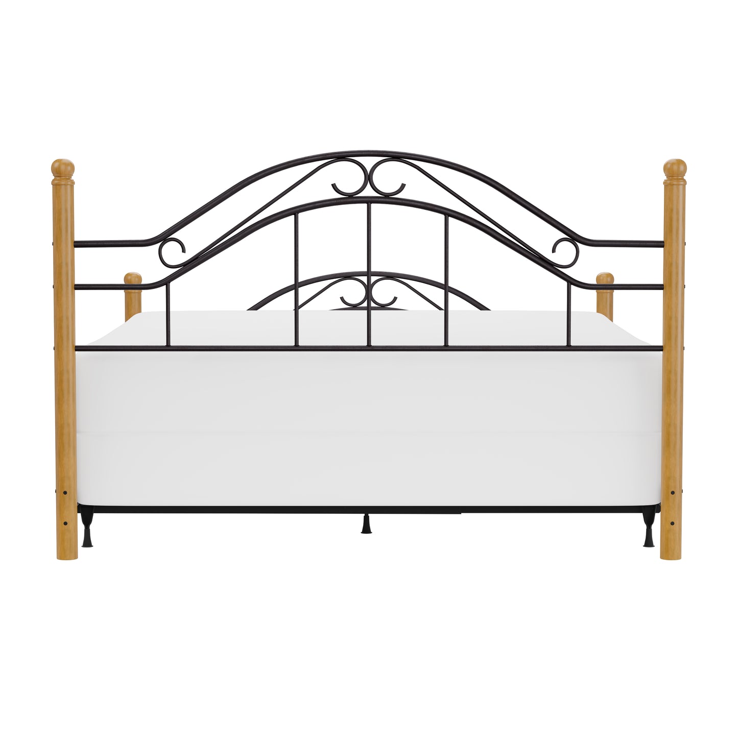 Hillsdale Furniture Winsloh Metal King Bed with Frame and Oak Wood Posts, Black