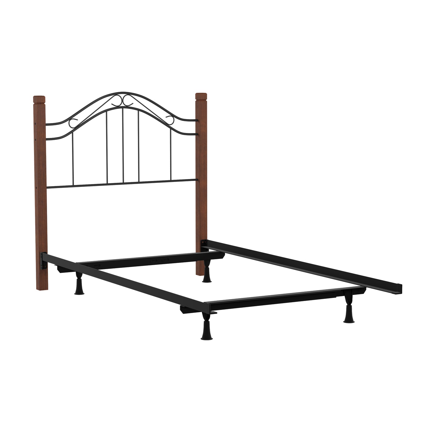 Hillsdale Furniture Matson Twin Metal Headboard with Frame and Cherry Wood Posts, Black