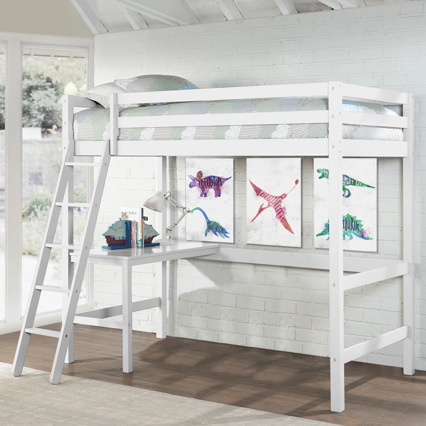 Hillsdale Kids and Teen Caspian Wood Twin Loft Bed, White