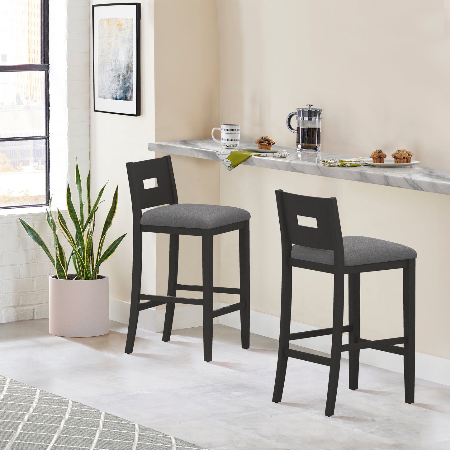 Hillsdale Furniture Allbritton Wood Bar Height Stool, Black