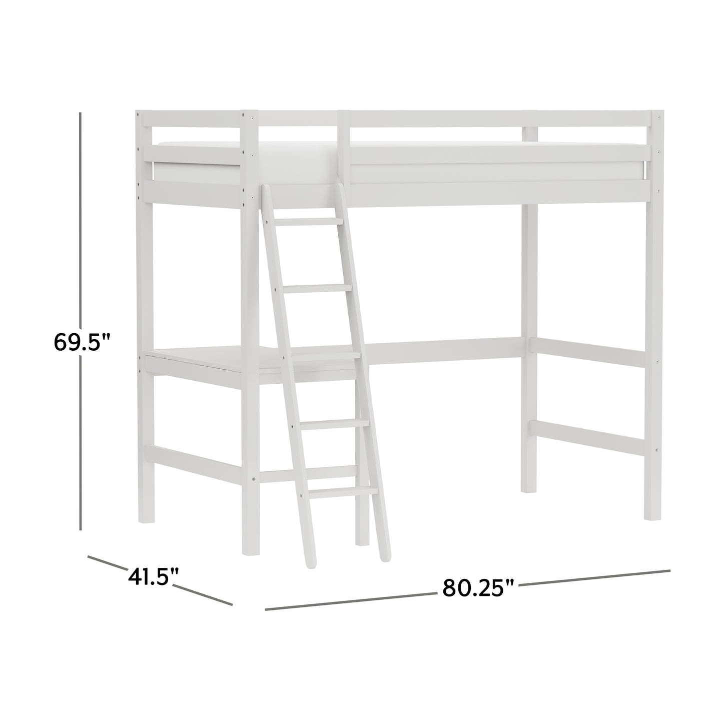 Hillsdale Kids and Teen Caspian Wood Twin Loft Bed, White