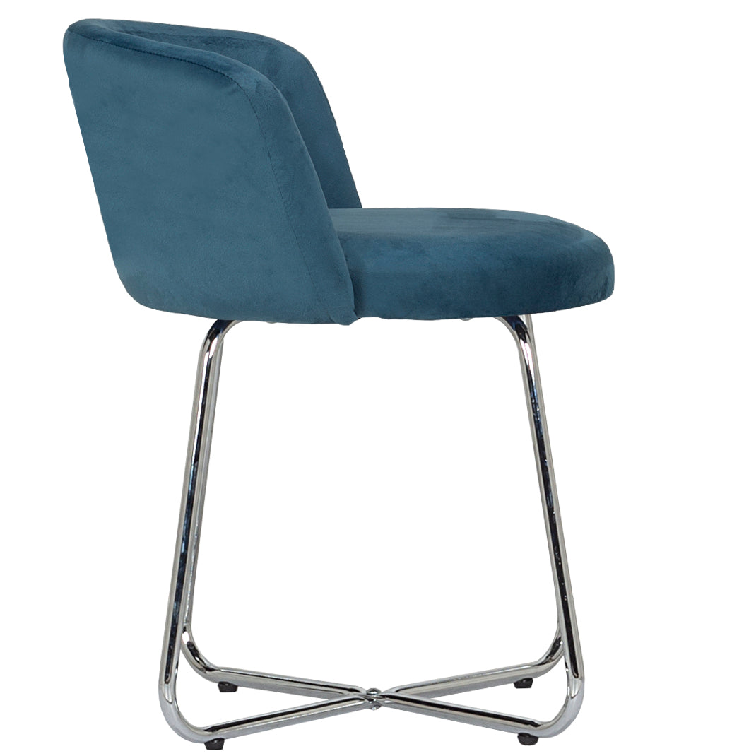 Hillsdale Furniture Marisol Metal Vanity Stool, Chrome with Blue Fabric