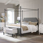 Hillsdale Furniture McArthur King Metal and Upholstered Canopy Bed, Matte Black with Gray Fabric