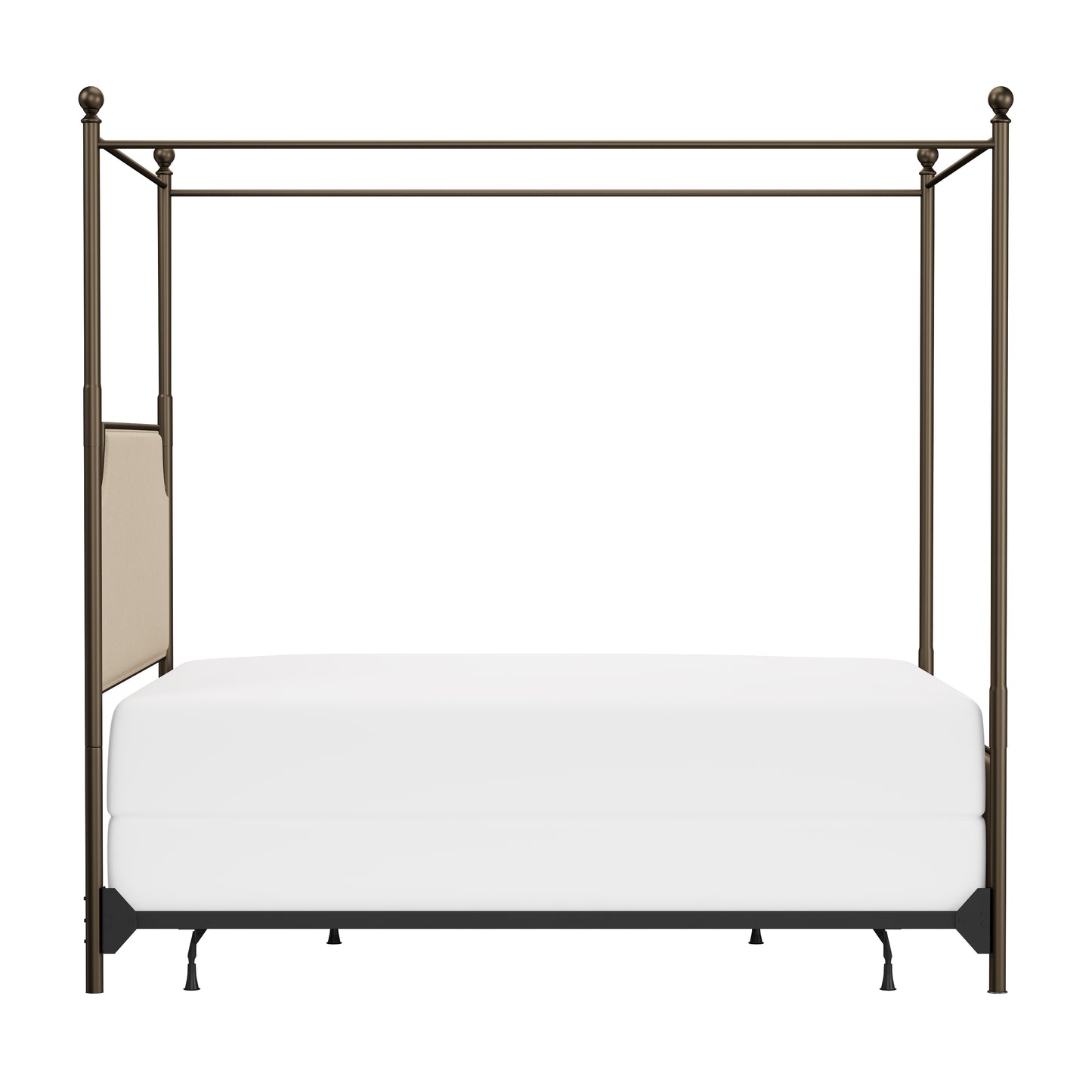 Hillsdale Furniture McArthur Queen Metal and Upholstered  Canopy Bed, Bronze with Linen Stone Fabric