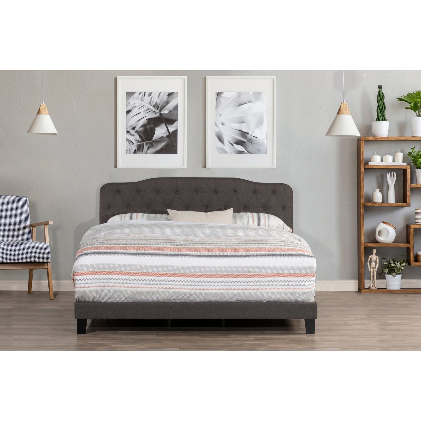 Hillsdale Furniture Nicole King Upholstered Bed, Stone