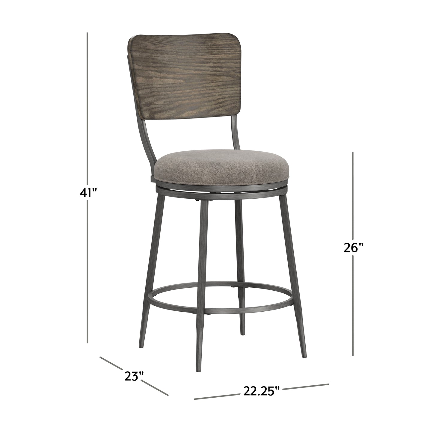 Hillsdale Furniture Garren Metal Counter Height Swivel Stool, Rubbed Pewter