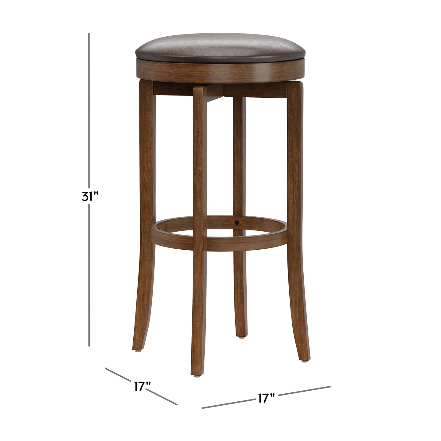 Hillsdale Furniture Brendan Wood Backless Bar Height Swivel Stool, Brown Cherry