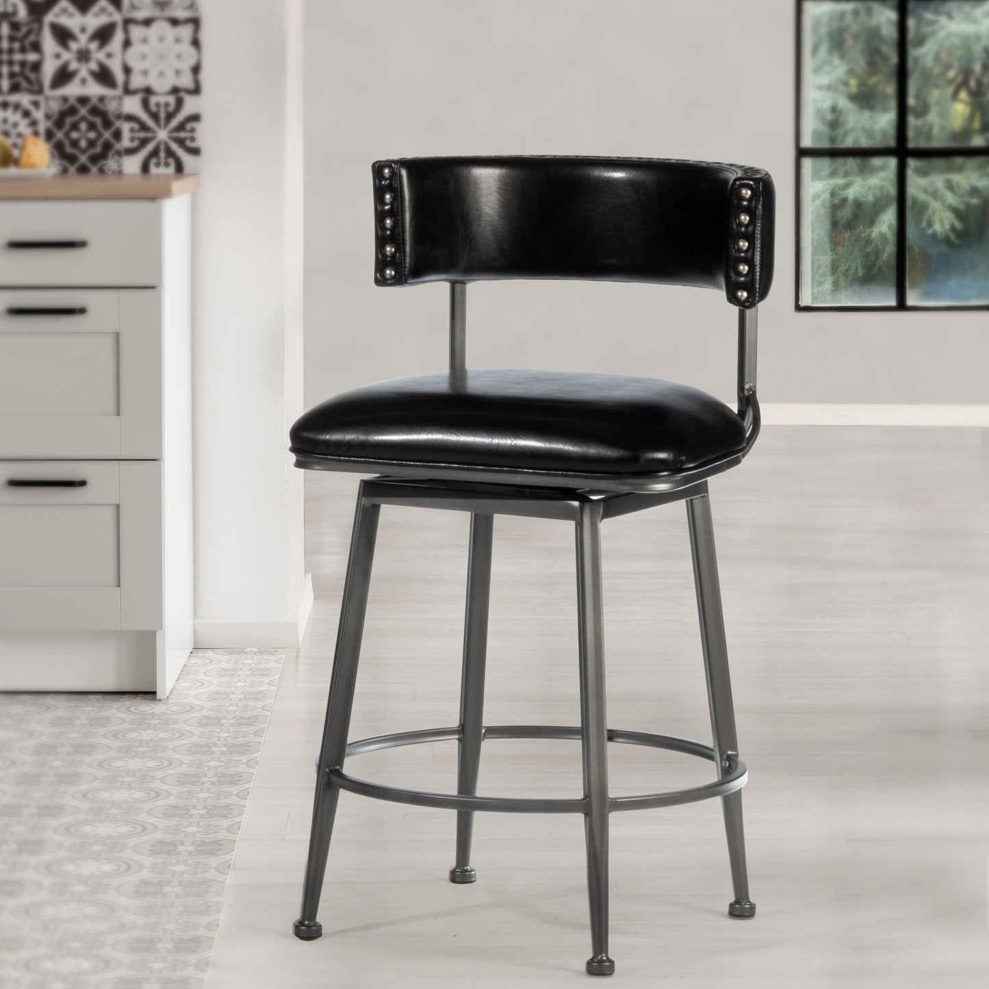 Hillsdale Furniture Kinsella Commercial Grade Metal Counter Height Swivel Stool, Charcoal