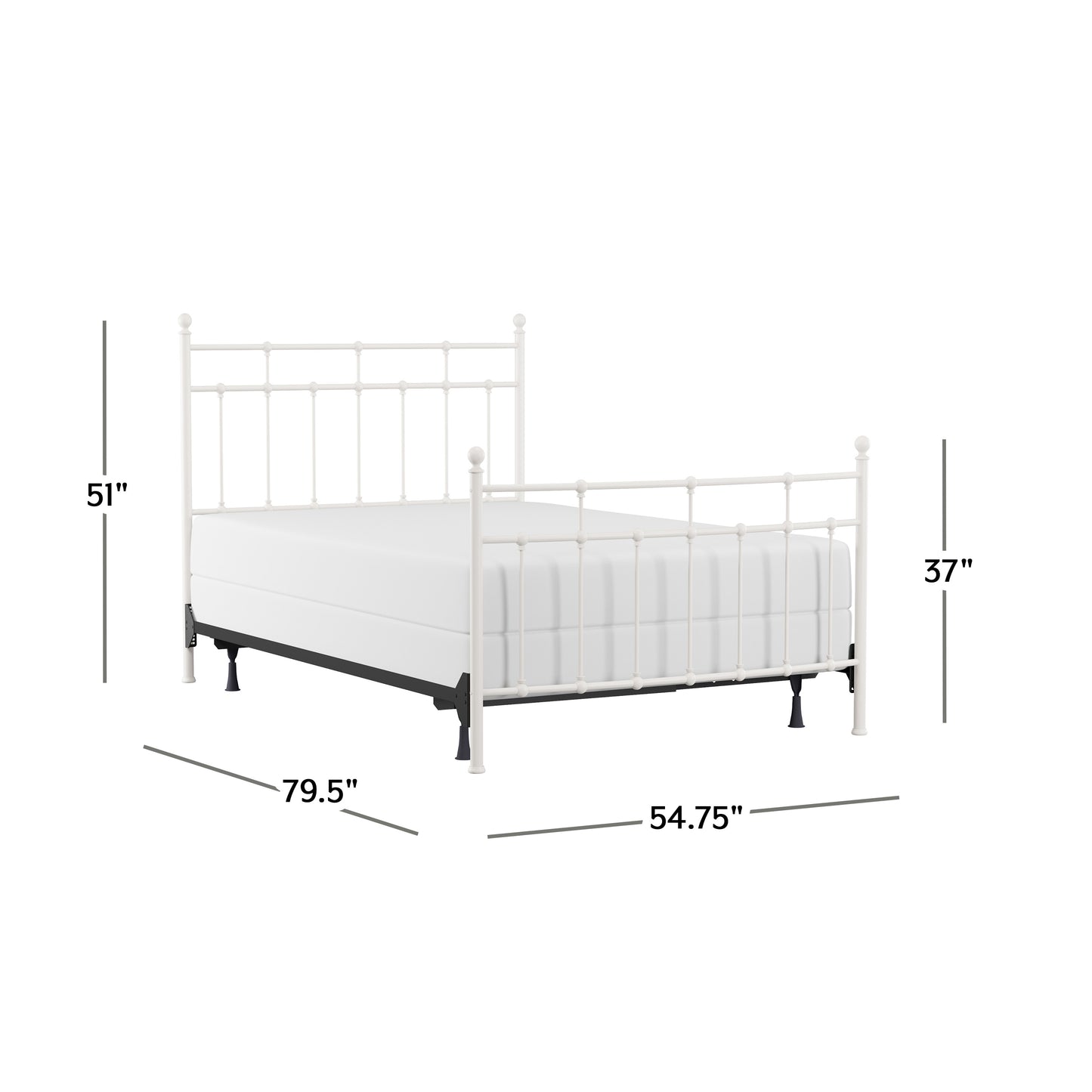 Hillsdale Furniture Providence Metal Full Bed with Spindle and Casting Design, Soft White