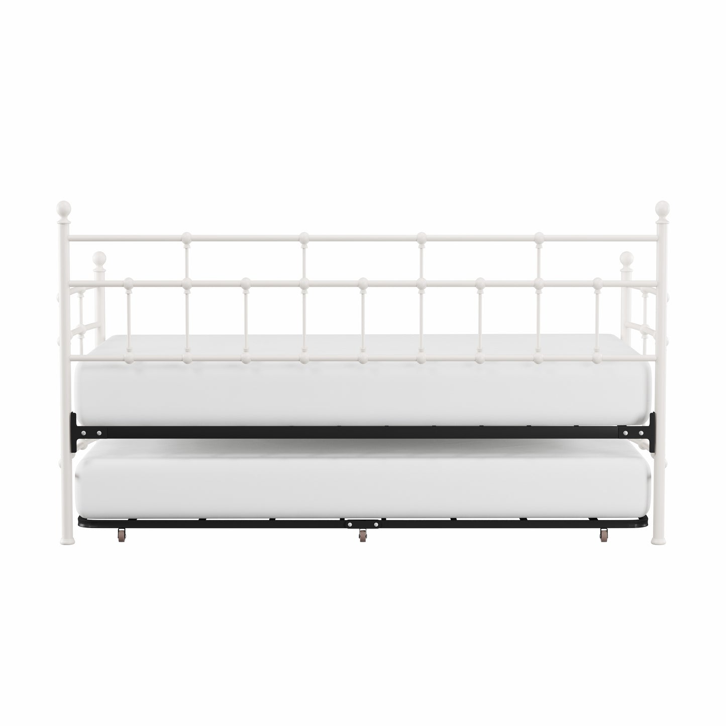 Hillsdale Furniture Providence Metal Twin Daybed with Roll Out Trundle, Soft White