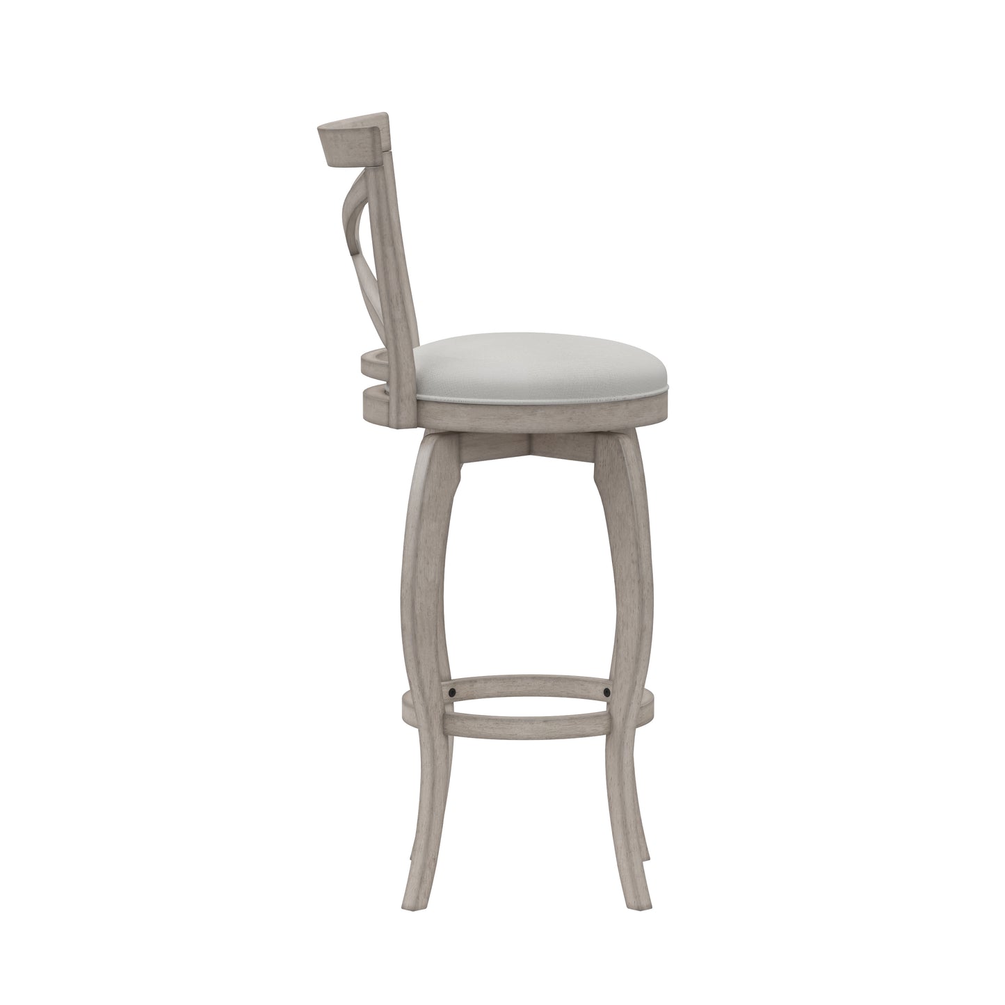 Hillsdale Furniture Ellendale Wood Bar Height Swivel Stool, Aged Gray with Fog Gray Fabric