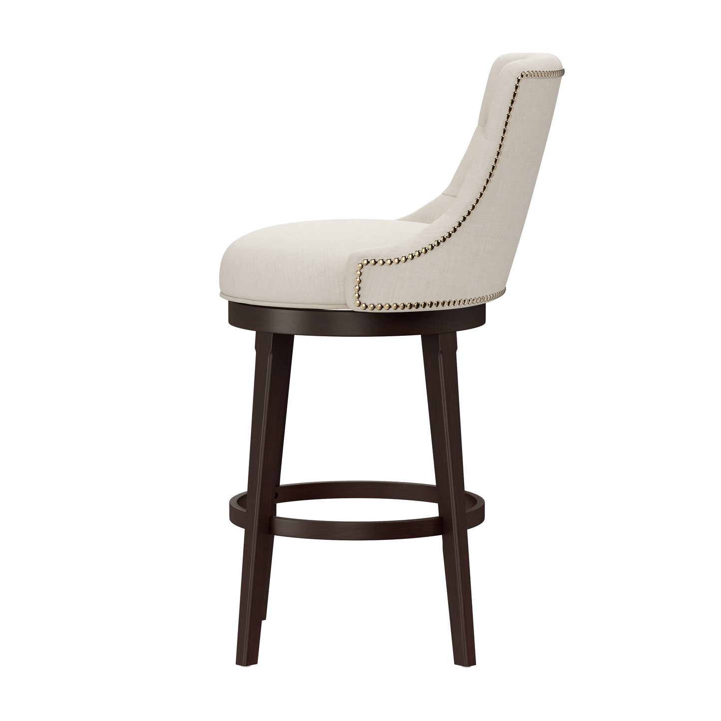 Hillsdale Furniture Halbrooke Wood Bar Height Swivel Stool, Cream Fabric