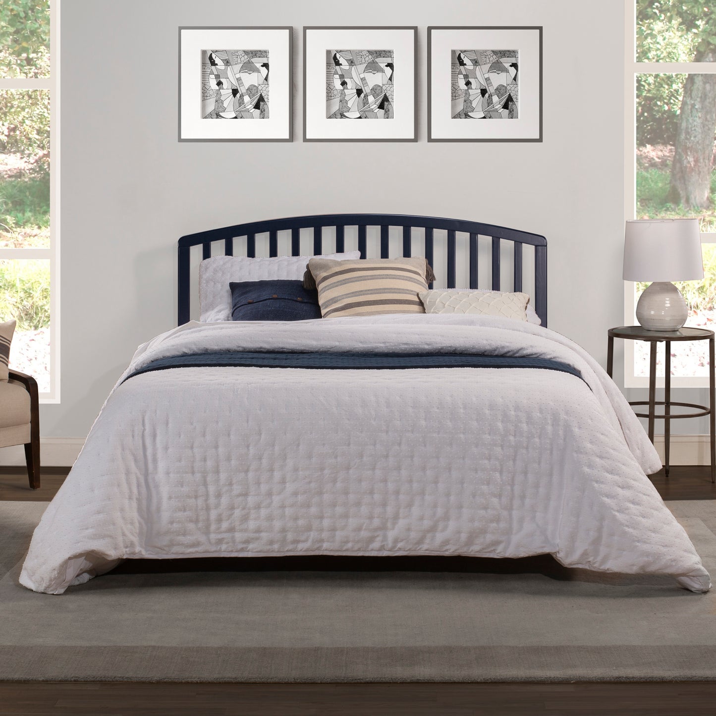 Hillsdale Furniture Carolina Wood Full/Queen Headboard with Frame, Navy