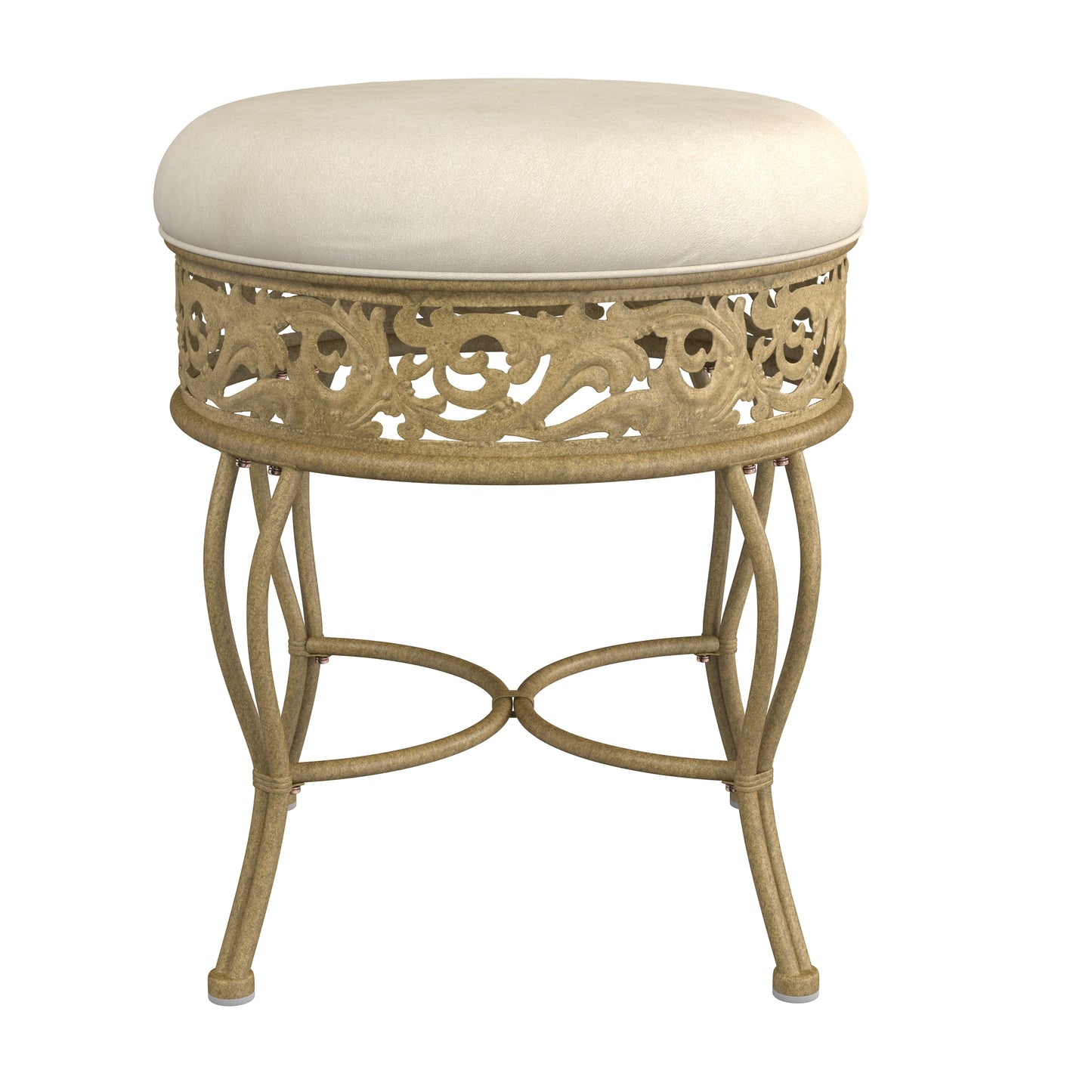 Hillsdale Furniture Villa III Backless Metal Vanity Stool, Antique Beige