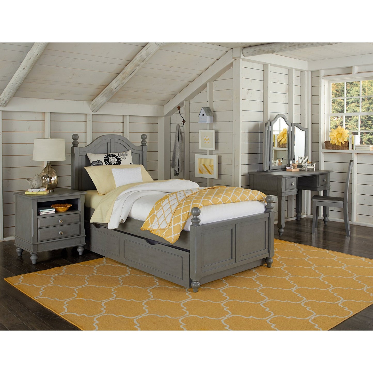 Hillsdale Kids and Teen Lake House Payton Wood Twin Bed with Trundle, Stone