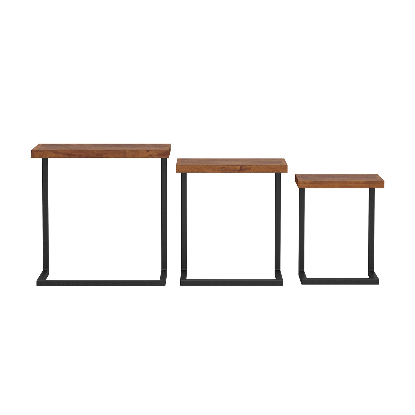 Hillsdale Furniture Emerson Wood Nesting Tables, Set of 3, Natural Sheesham