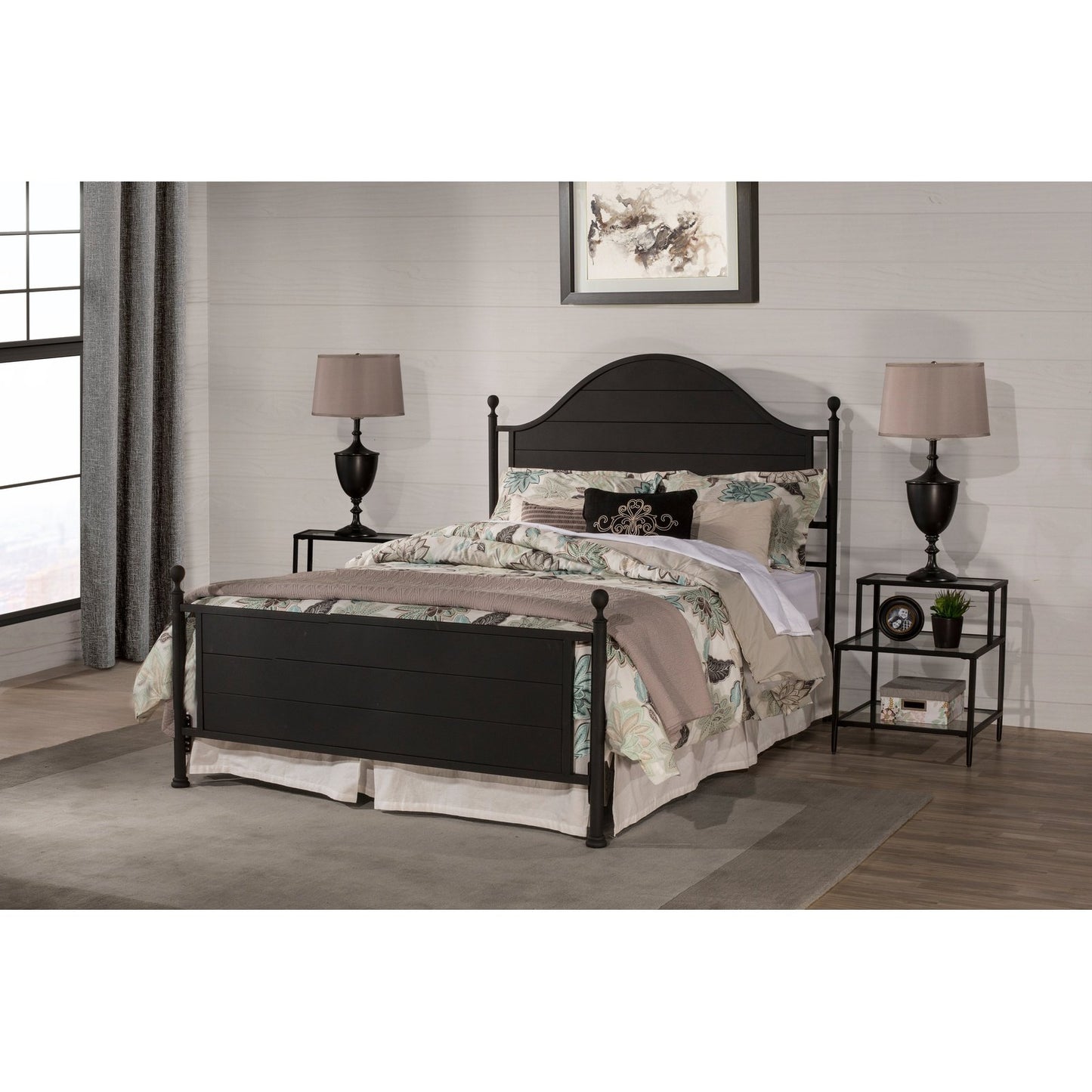 Hillsdale Furniture Cumberland Queen Metal Bed, Textured Black