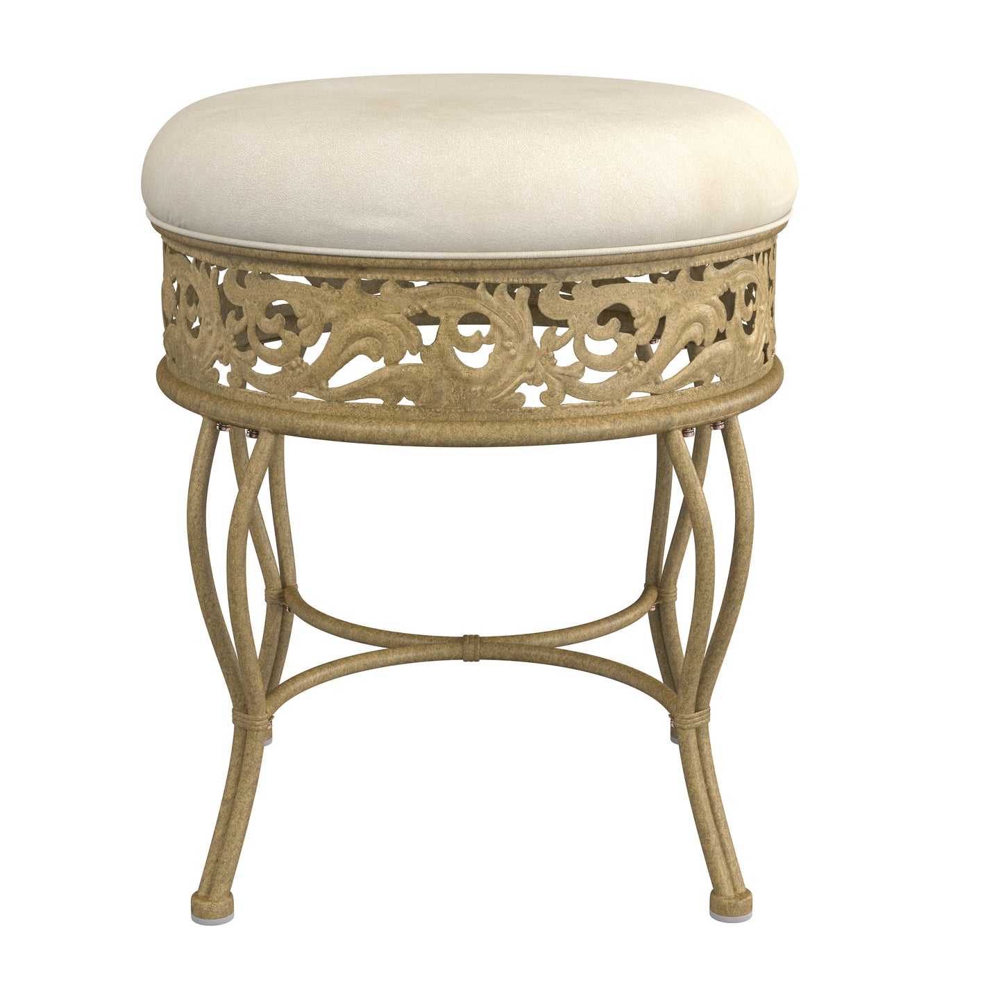 Hillsdale Furniture Villa III Backless Metal Vanity Stool, Antique Beige