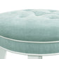 Hillsdale Furniture Sophia Tufted Backless Vanity Stool, White with Spa Blue Fabric