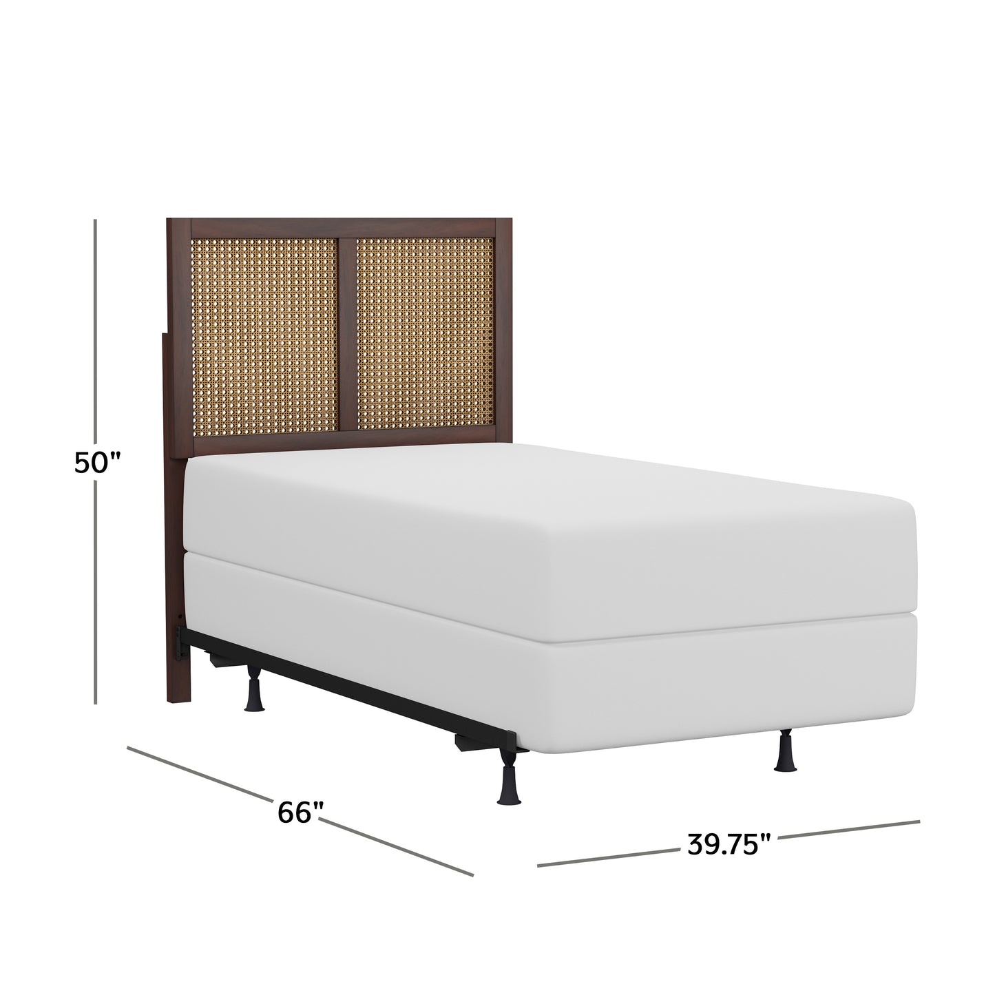 Hillsdale Furniture Serena Wood and Cane Panel Twin Headboard with Frame, Chocolate