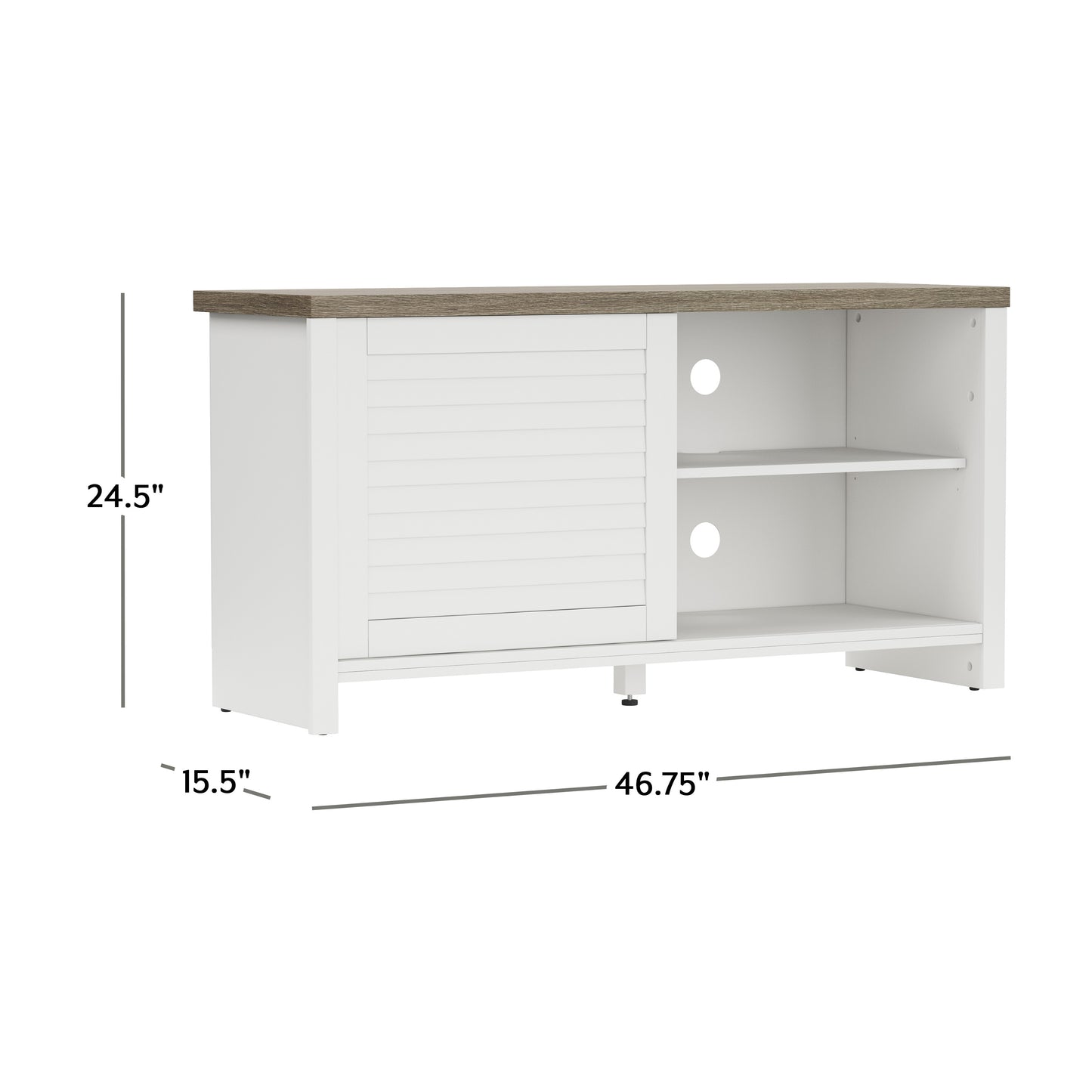 Living Essentials by Hillsdale Handerson 47 Inch Wood Entertainment Console, White with Dark Oak Finish Top