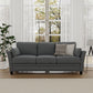 Living Essentials by Hillsdale Grant River Upholstered Sofa with 2 Pillows, Gray