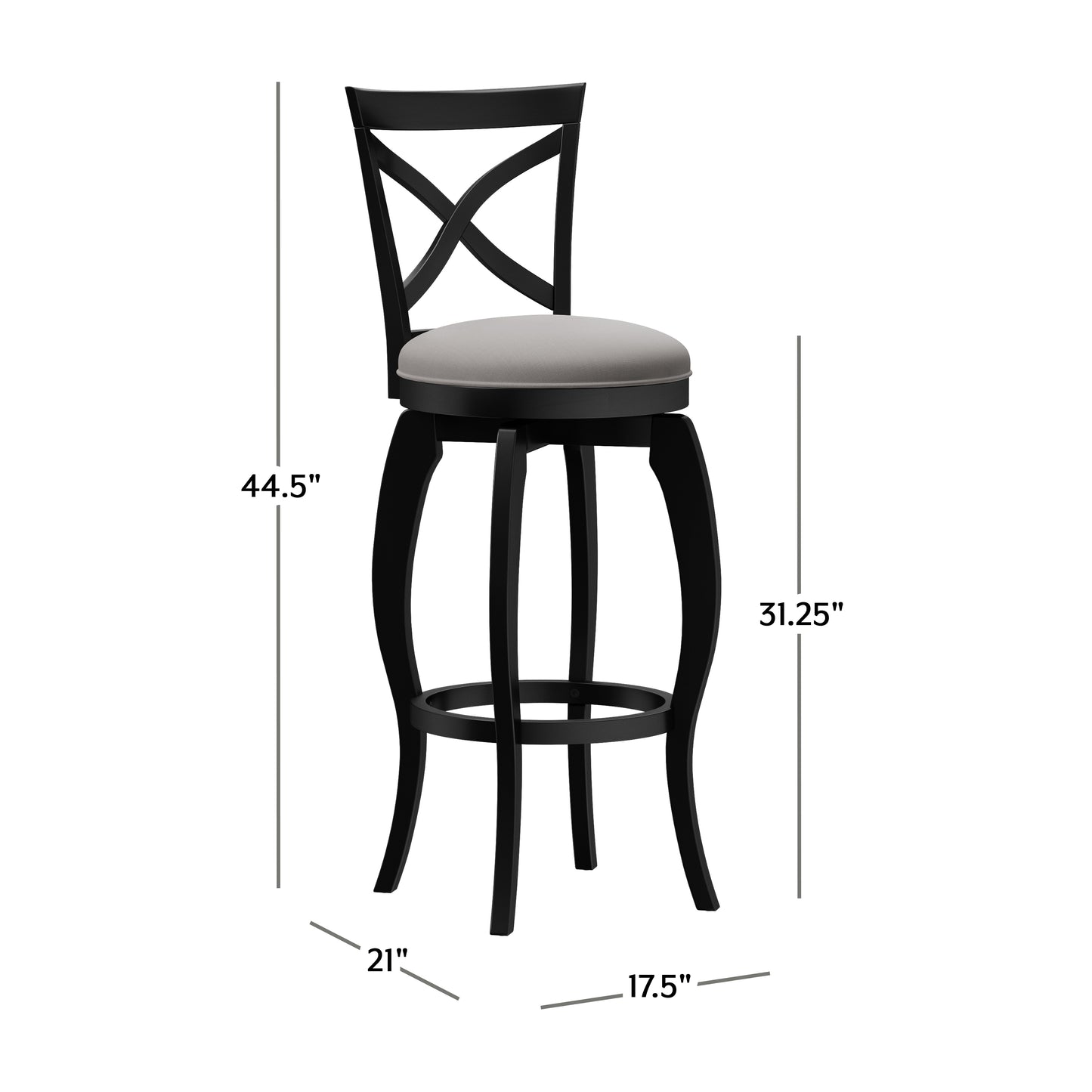 Hillsdale Furniture Ellendale Wood Swivel Bar Height Stool, Black