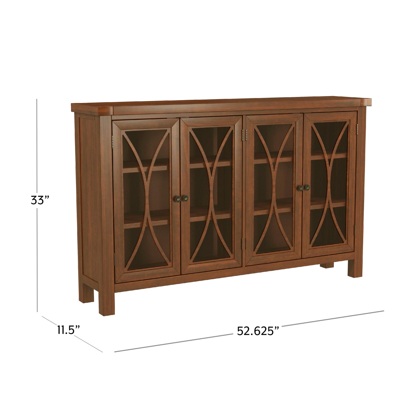 Hillsdale Furniture Bayside Wood 4 Door Console Cabinet, Rustic Mahogany